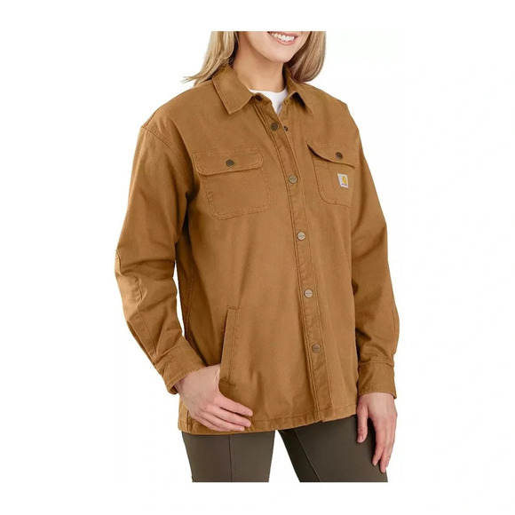 Carhartt Women's XL Rugged Flex® Loose Fit Canvas Fleece-Lined Shirt Jacket NWT - Picture 12 of 15